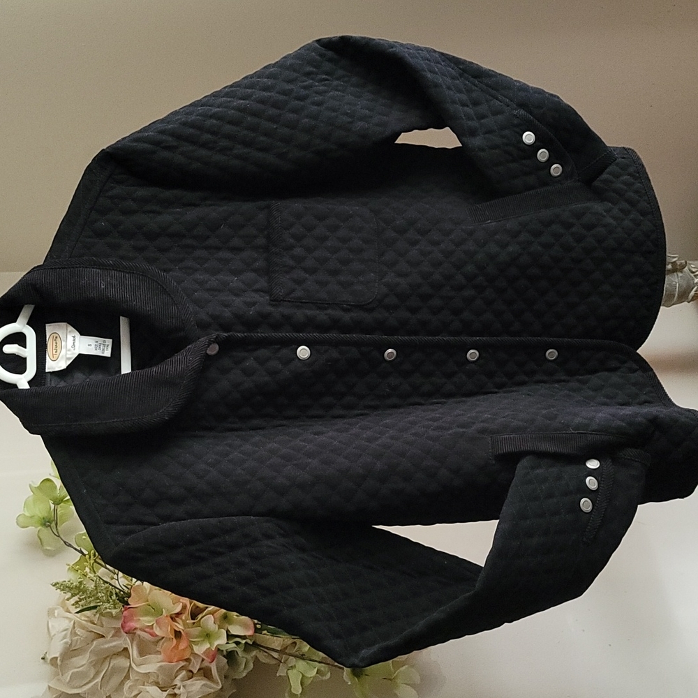 Talbots black quilted jacket with corduroy trim S